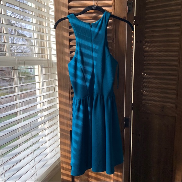 Teal Cameo Skater High Neck Dress - Picture 4 of 6
